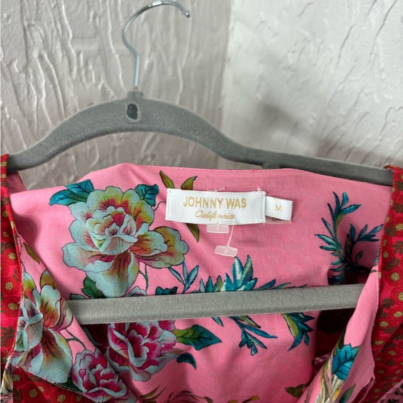 Johnny Was Malakye Pink & Red Long Sleeve Cover-Up Floral Dress Size Medium - Picture 5 of 9